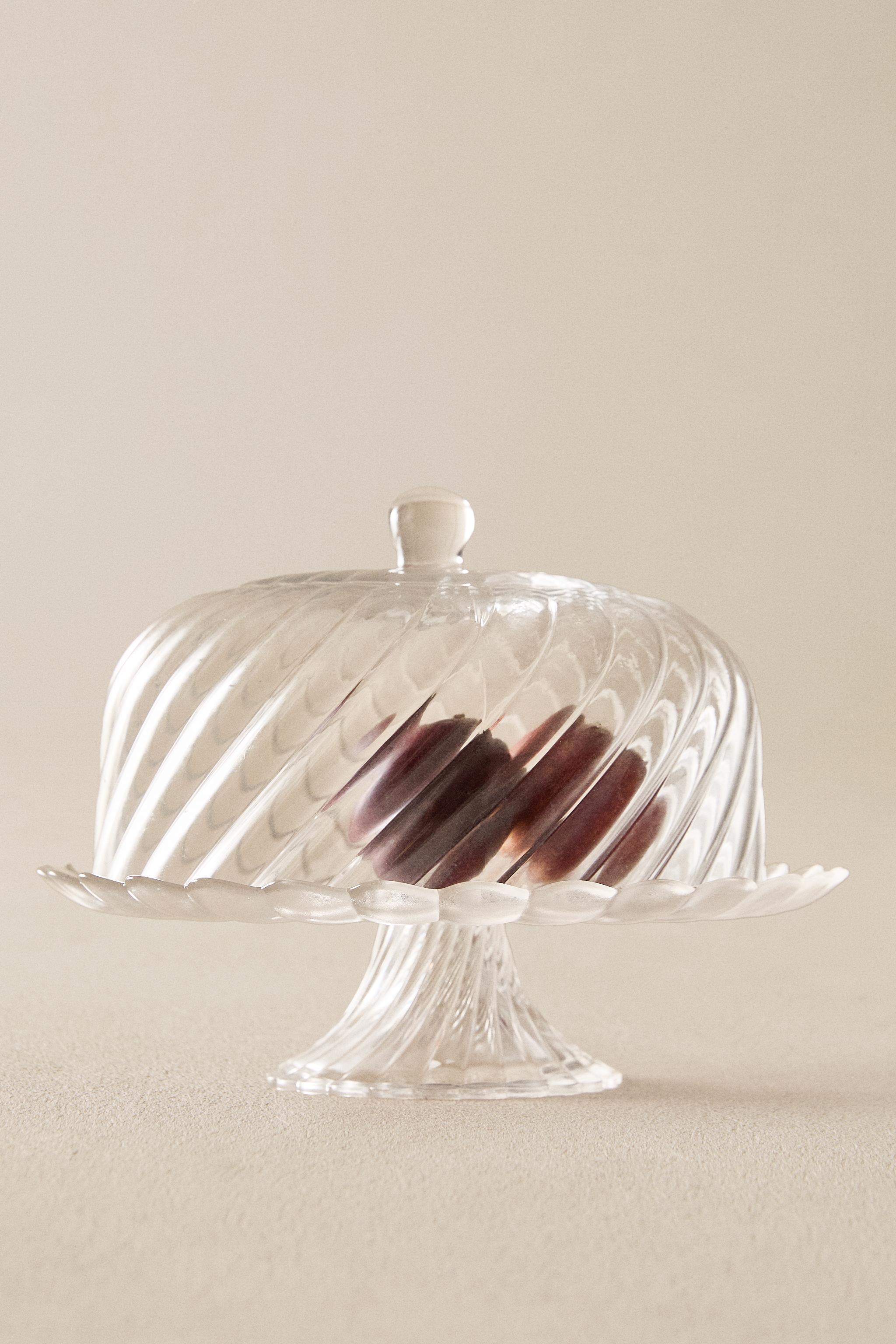 STRIPED GLASS CAKE DISH